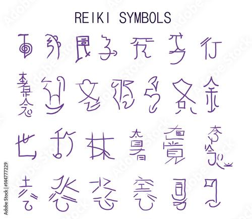 A set of reiki symbols isolated on white. Hand drawn elements for design.