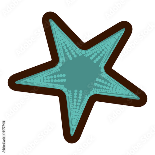 white background and thick contour of aquamarine starfish vector illustration