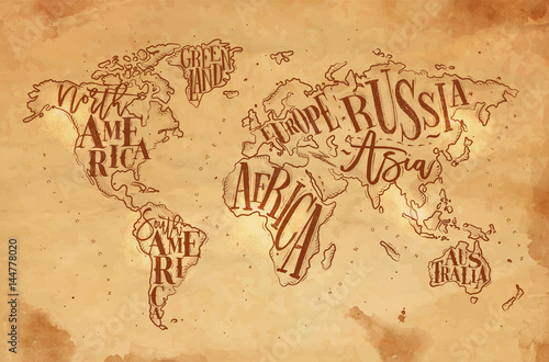 Obraz na płótnie Worldmap vintage craft w salonie