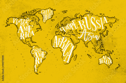 Worldmap vintage yellow