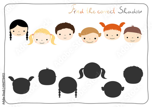 Fotografija Find the correct shadow - matching game for children learning to distinguish dif