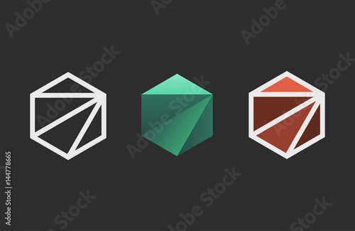 Hexagon logo design. Creative emblem template. Studio logotype