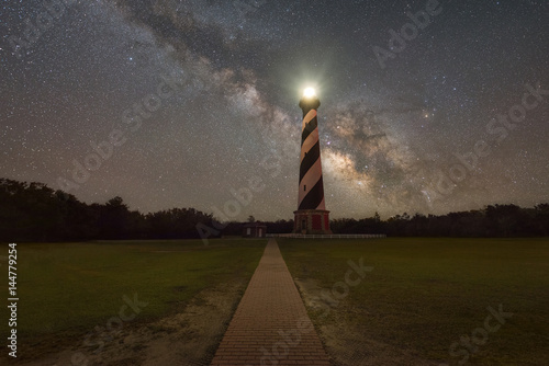 Path leading to Cape Hatteras Lighthouse under the Milky Way Galaxy 