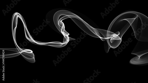 3D illustration of white waves look like smoke