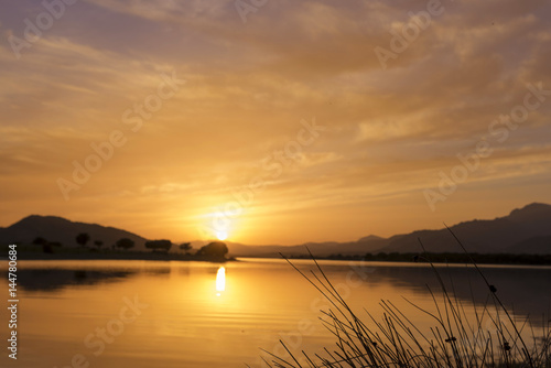 Reflections on the lake in a amazing sunset