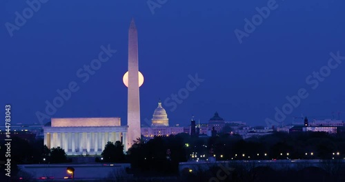 Moonrise Over Washington DC from Netherlands Carillon-Lincoln, Washington, US Capitol