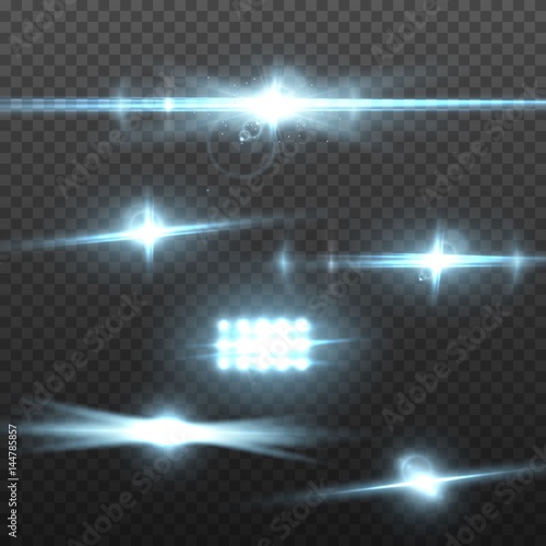 Illustration of Vector Lens Flare. Transparent Vector Lens Flare Effect Set. Bright Sunflare Explosion Template