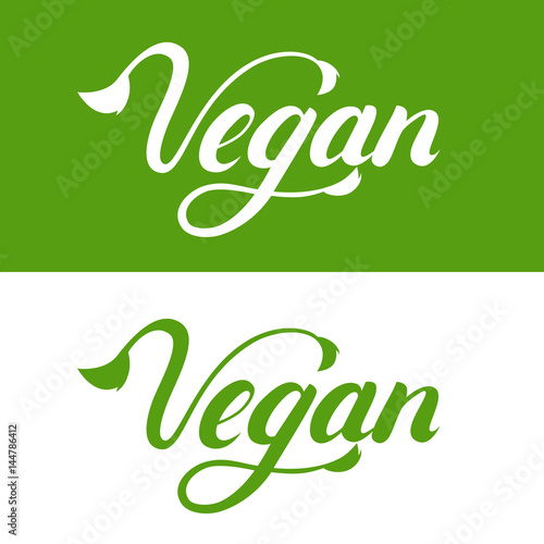 Vegan hand written lettering logo, label, emblem, icon.