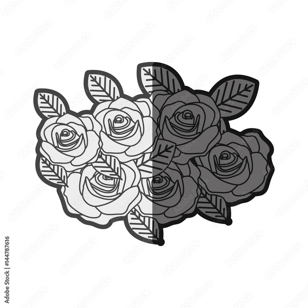 monochrome silhouette roses bouquet decorative design vector illustration monochrome silhouette roses bouquet decorative design vector illustration