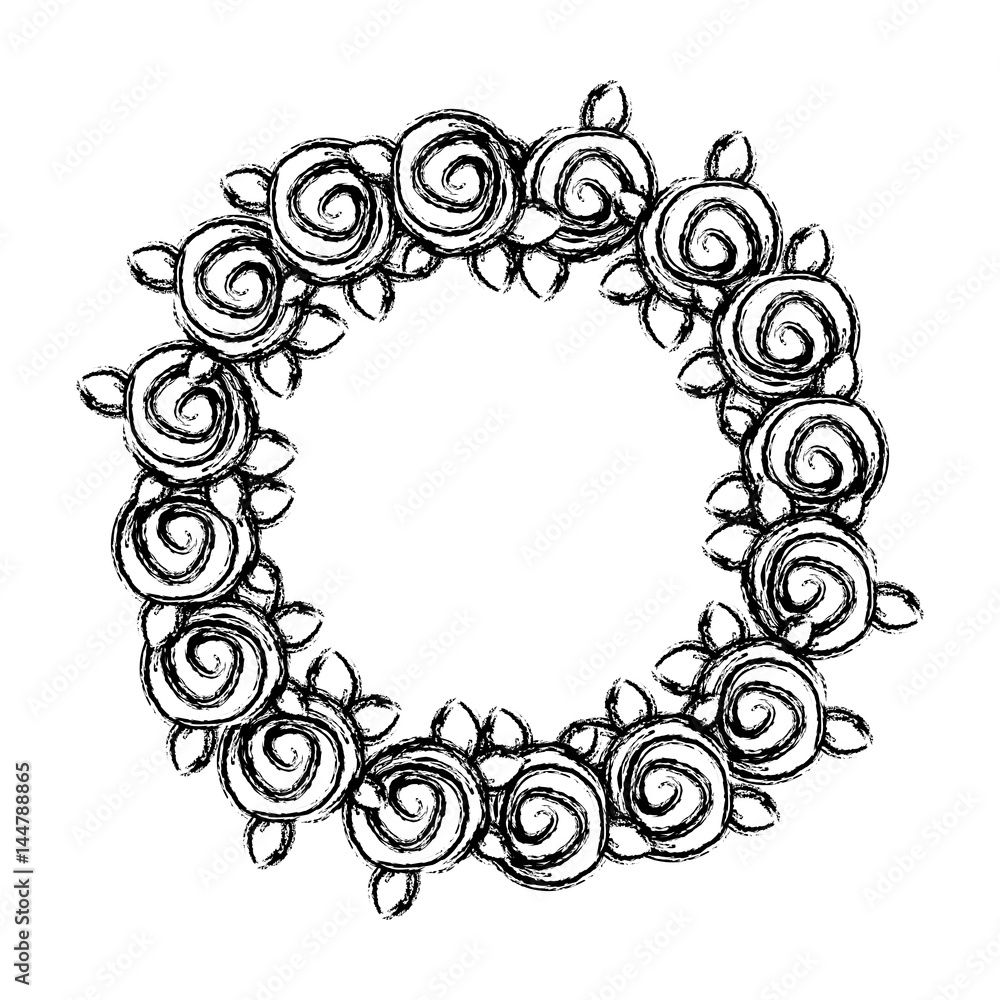 blurred silhouette crown drawing roses with leaves vector illustration blurred silhouette crown drawing roses with leaves vector illustration