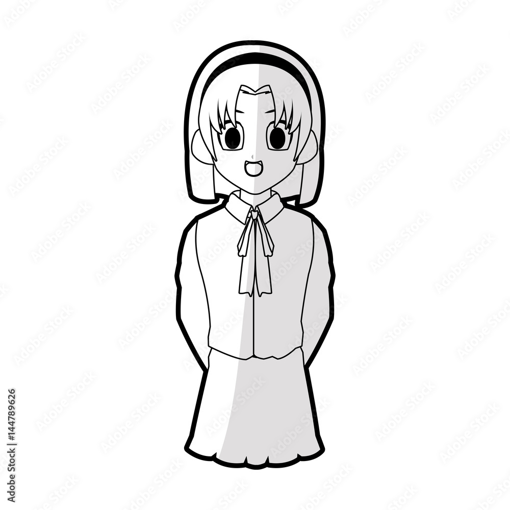 cute young girl with short straight hair wearing school uniform anime or manga icon image vector illustration design cute young girl with short straight hair wearing school uniform anime or manga icon image vector illustration design