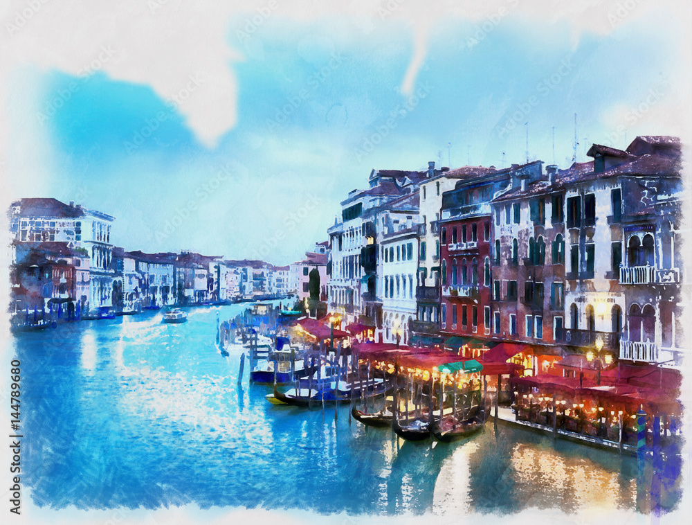 Obraz Kolorowy obraz z Canal Grande od mostu Rialto