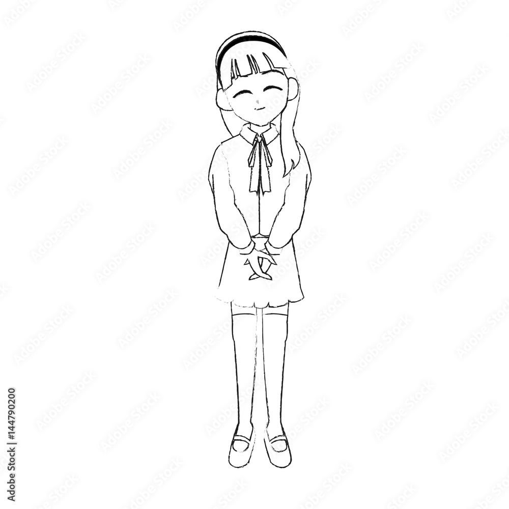 cute young girl with long straight hair anime or manga icon image vector illustration design cute young girl with long straight hair anime or manga icon image vector illustration design