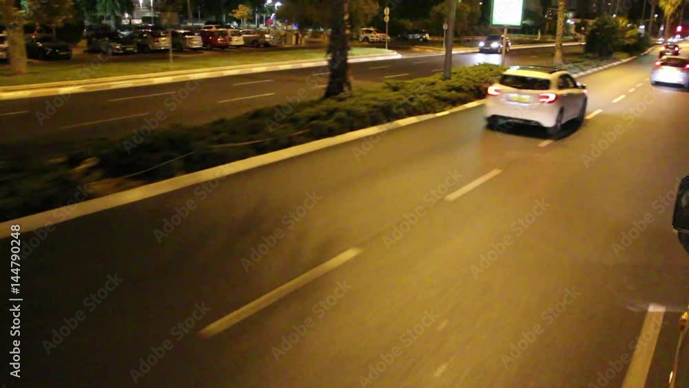 Road with cars during night drive