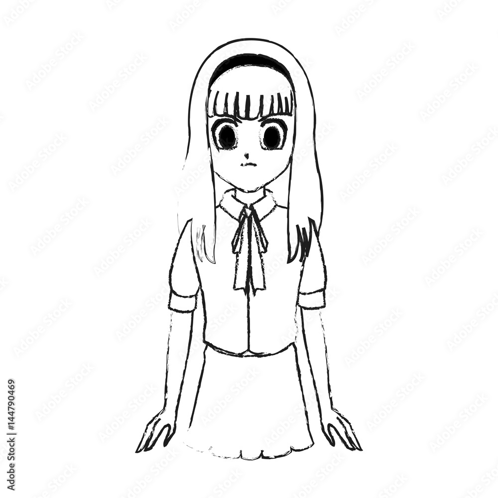 cute young girl with long straight hair anime or manga icon image vector illustration design cute young girl with long straight hair anime or manga icon image vector illustration design