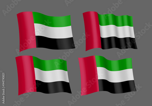 Flat and waving United Arab Emirates Flag. Vector illustration