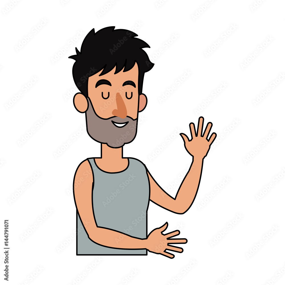 happy bearded man with closed eyes icon image vector illustration design 