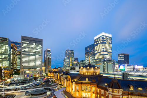 modern buildings in midtown of tokyo at twilight