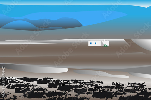 vector illustration of La Geria Valley, Lanzarote Island
