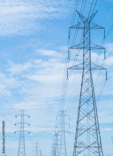 Wallpaper Mural High voltage post, High voltage tower at blue sky background Torontodigital.ca