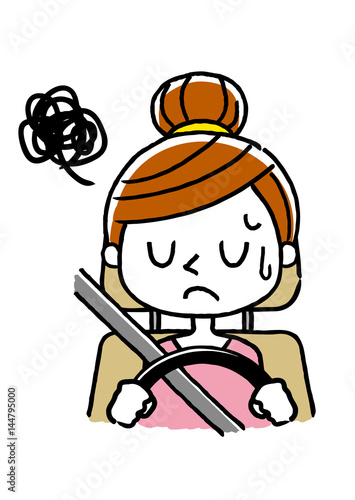 運転する女性：困惑、落ち込む