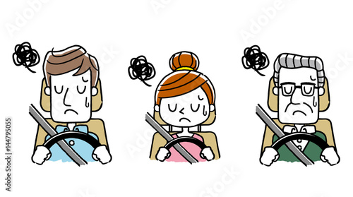 運転する人々：困惑、落ち込む