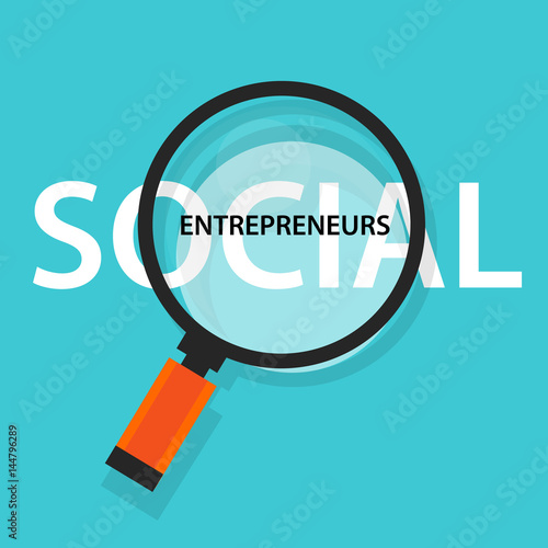 social entrepreneurs concept of business with good impact developing community helping others in need. big loop glass