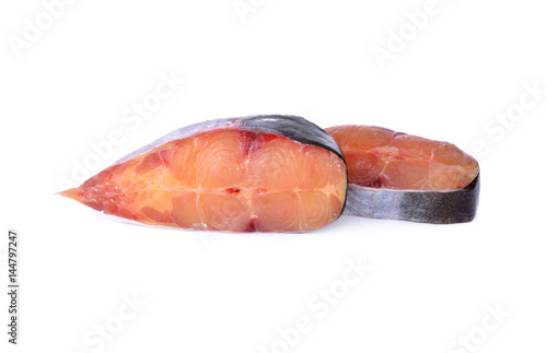 Canvas Print portion cut swai pangasius fish on white background