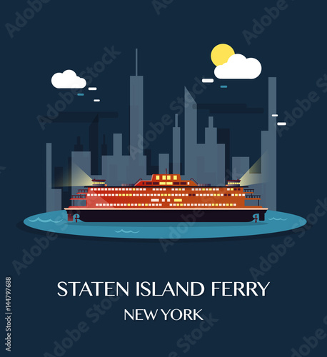 Staten Island Ferry.Vector Illustration. photo