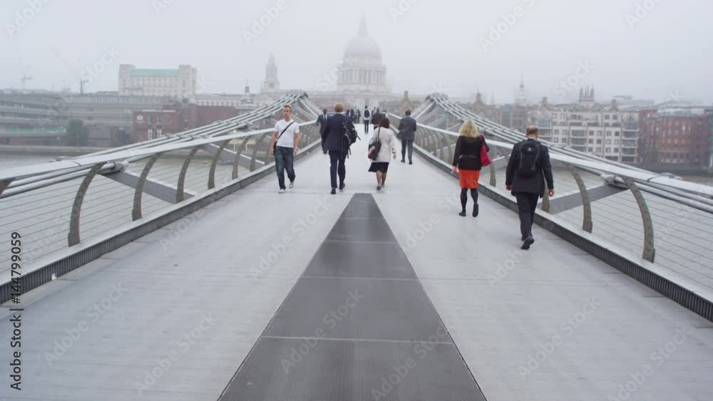 custom made wallpaper toronto digitalLONDON SEPTEMBER 2014 - Diverse crowd of people crossing Millennium footbridge