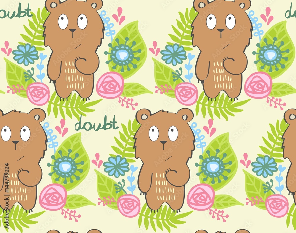 vector illustration of a cartoon bear in doubt vector illustration of a cartoon bear in doubt