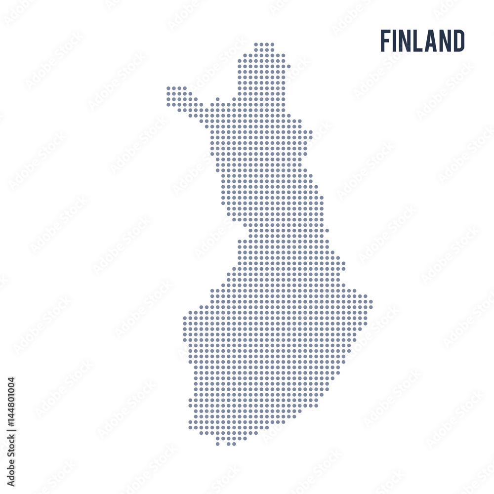 Vector dotted map of Finland isolated on white background .