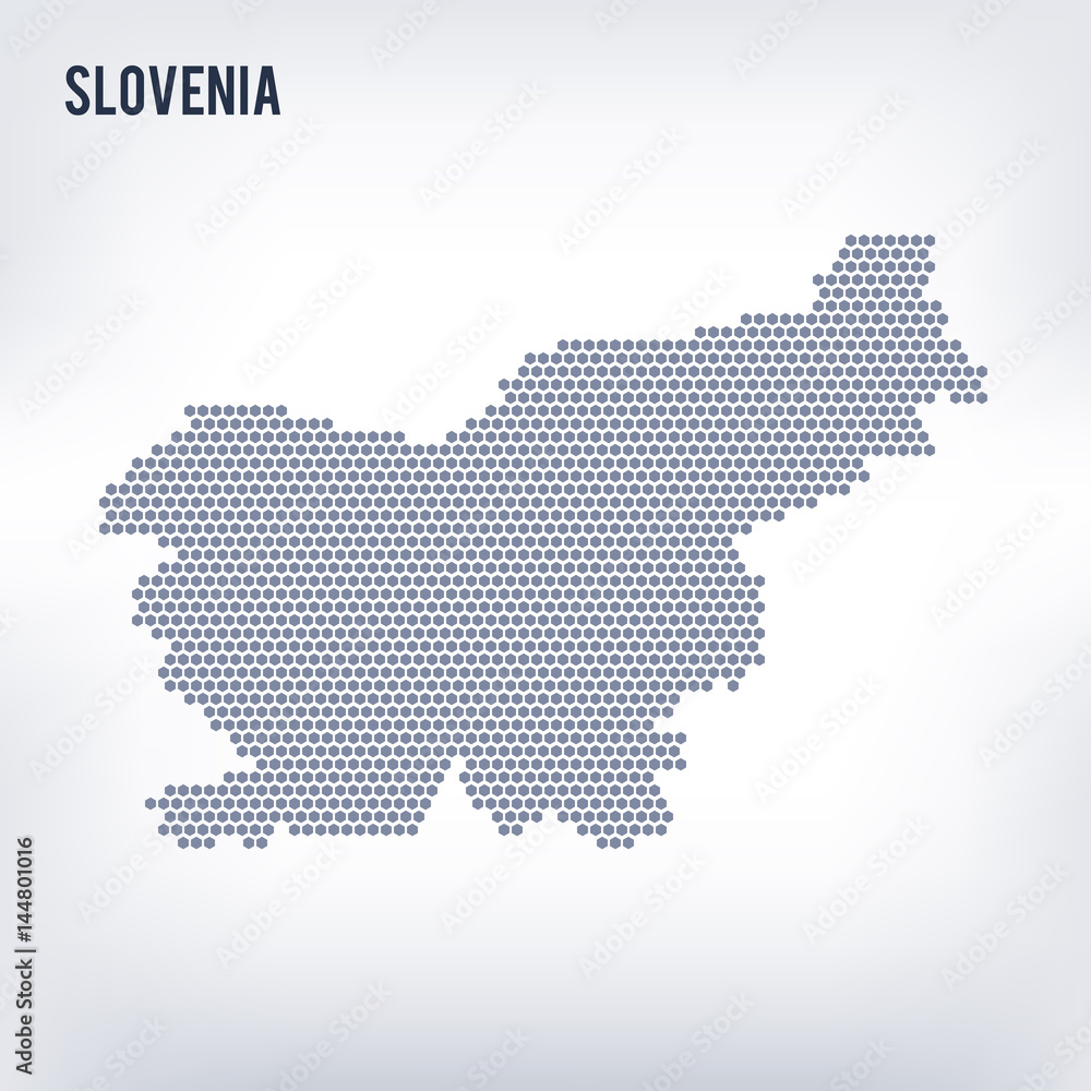 Vector hexagon map of Slovenia on a gray background
