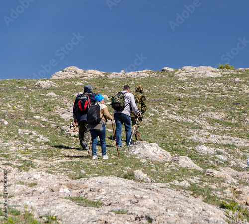 tourists in mountain