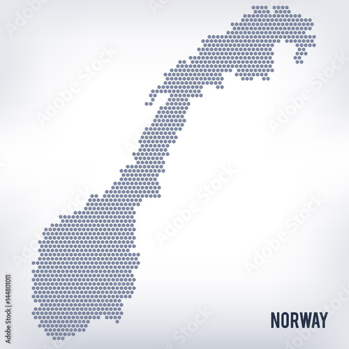 Vector hexagon map of Norway on a gray background