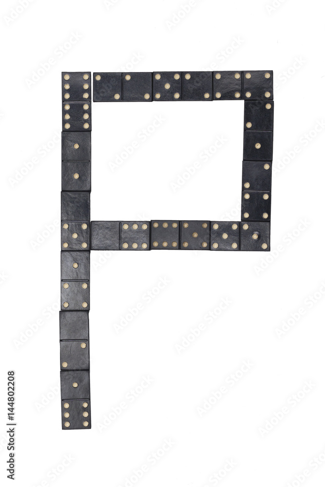 letter P made of  black  dominoes tiles