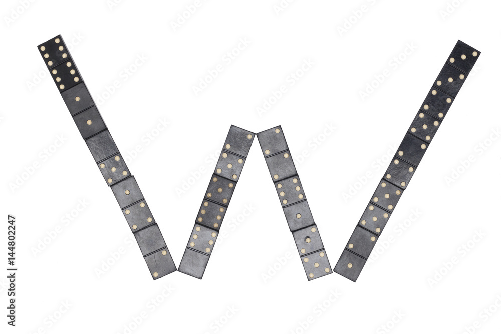 letter W made of  black  dominoes tiles