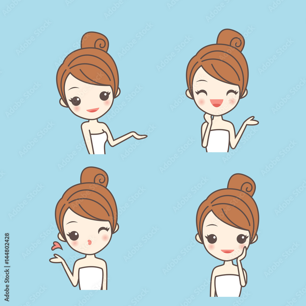 cartoon skin care woman