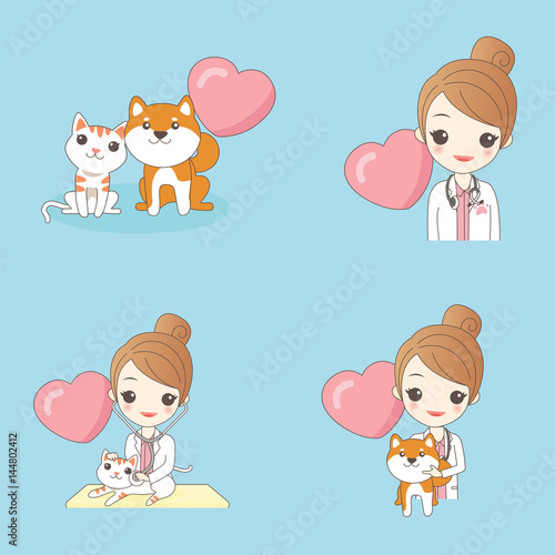 woman veterinarian with pets