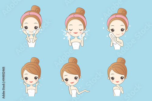 cartoon skin care woman