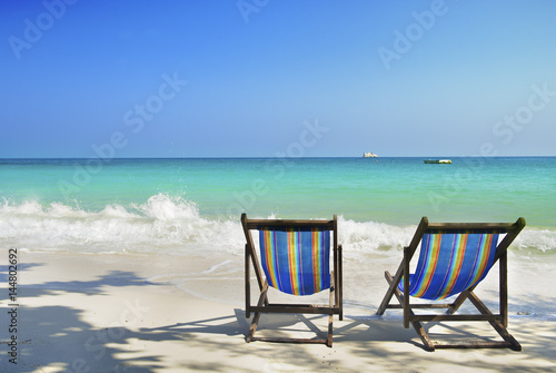 chair in sea sand sun © worradirek