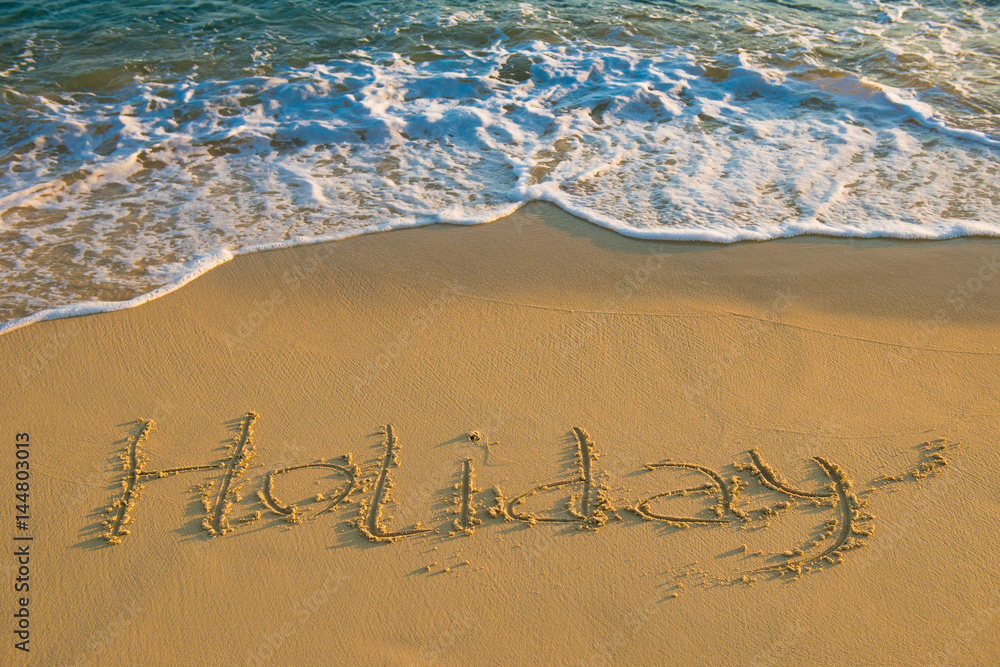 Fototapeta premium Season of travel. Summer trips to the sea. Concept of leisure and travel. inscription 