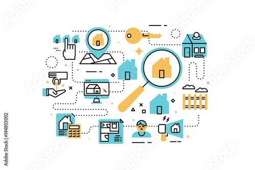 Real Estate line icons illustration