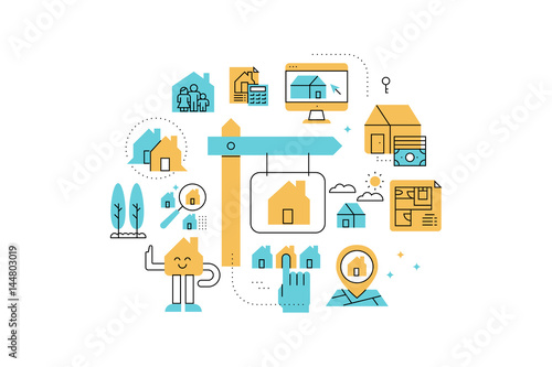 Real Estate line icons illustration