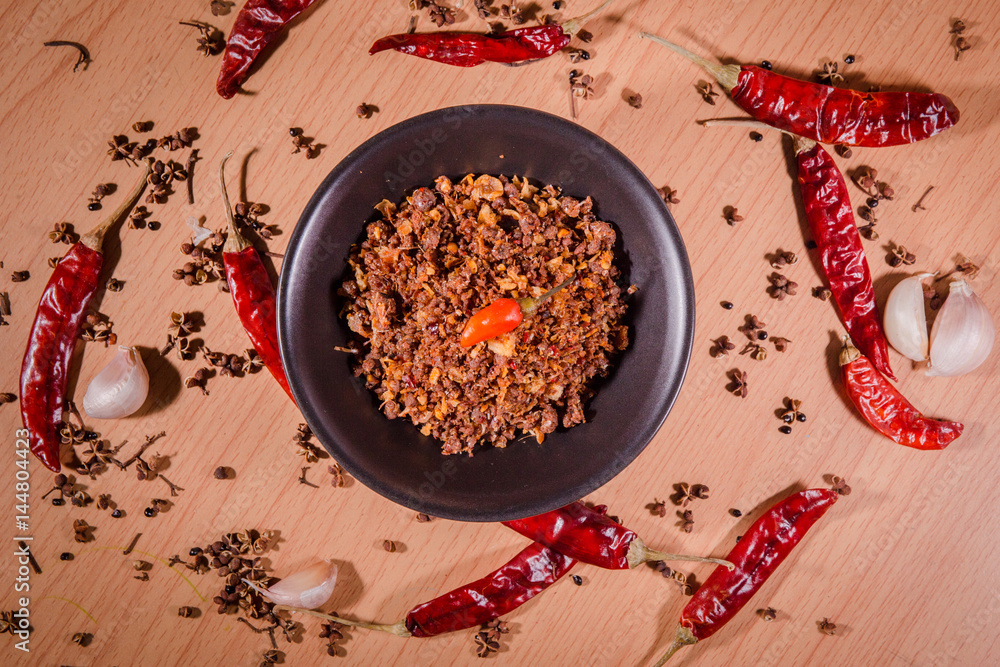 chili black bowl on table chili black bowl on table
