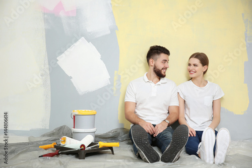 Couple renewing apartment