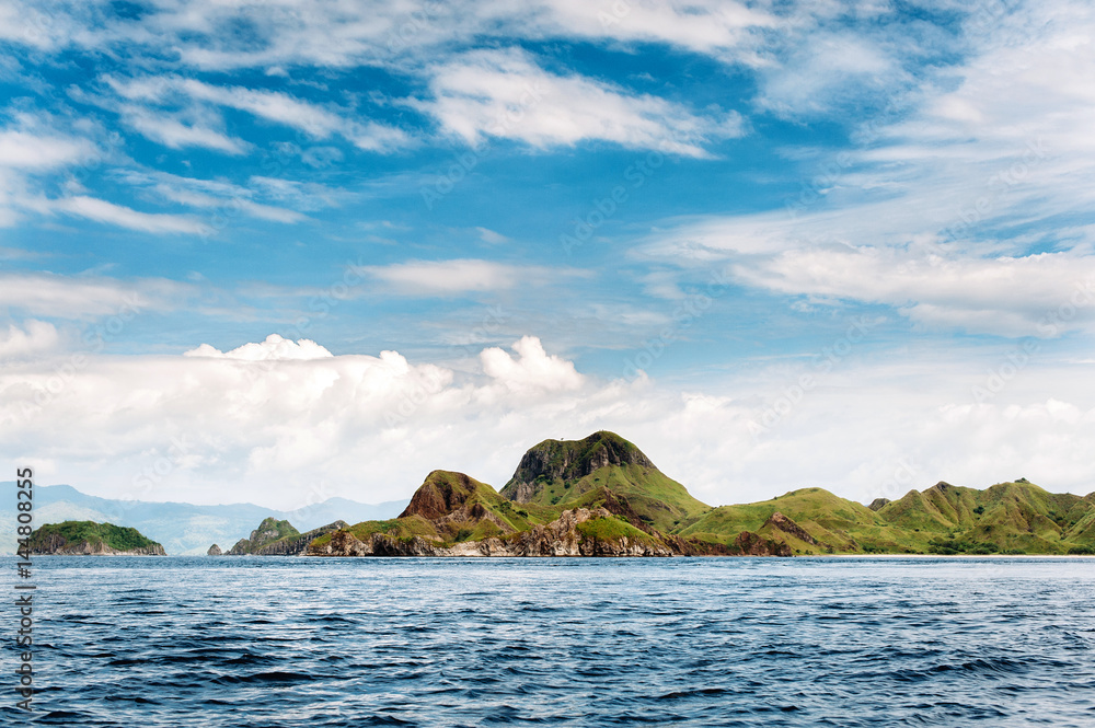 Islands of Komodo National Park in East Nusa Tenggara, Flores, Indonesia. Amazing marine seascape, landscape Islands of Komodo National Park in East Nusa Tenggara, Flores, Indonesia. Amazing marine seascape, landscape
