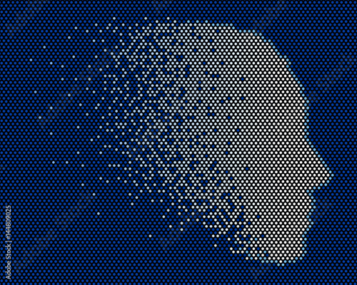 Mosaic consisting of the shape of the head.