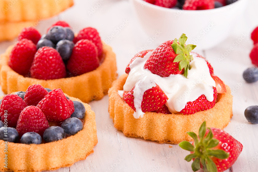 Tartlets with forest fruits. Tartlets with forest fruits.