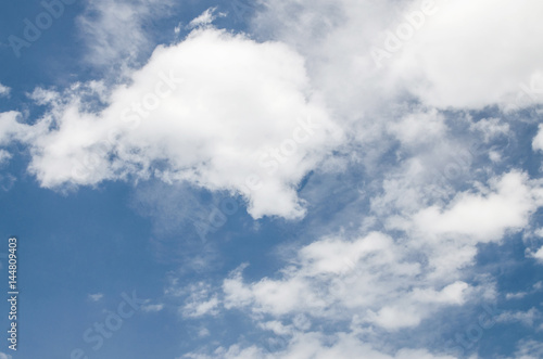 Beautiful Blue Sky With Fluffy White Clouds Background